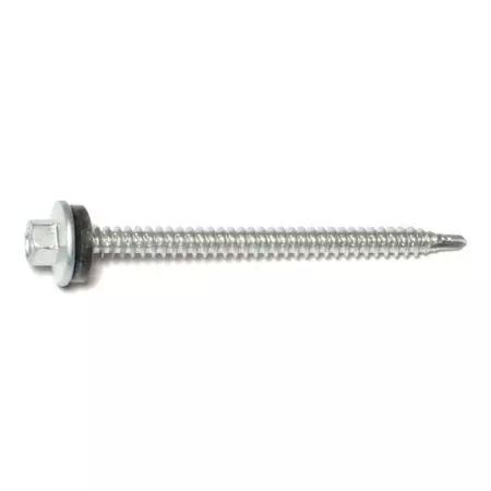 #10-14 X 2-1/2 Silver Ruspert Coated Steel Hex Washer Head Self-drilling Screws