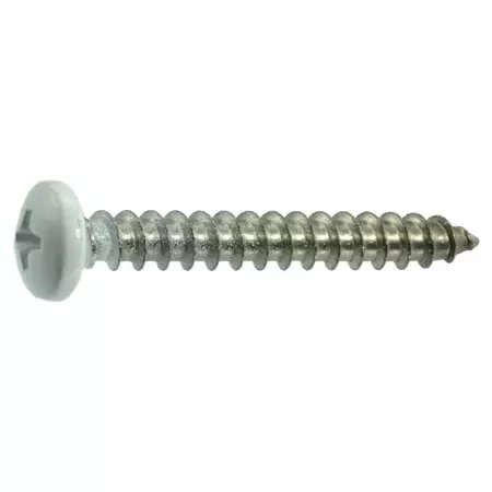 #10 X 1-1/2 Stainless Steel White Phillips Pan Head Sheet Metal Screws – 18-8 Grade