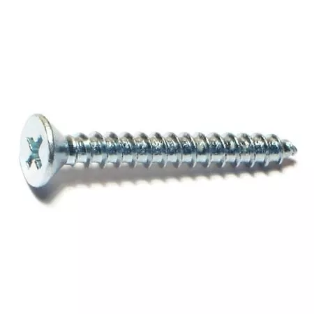 #10 X 1-1/2 Zinc Plated Steel Phillips Flat Head Sheet Metal Screws – 100 Count