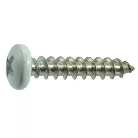 #10 X 1 White Painted Stainless Steel Phillips Pan Head Sheet Metal Screws