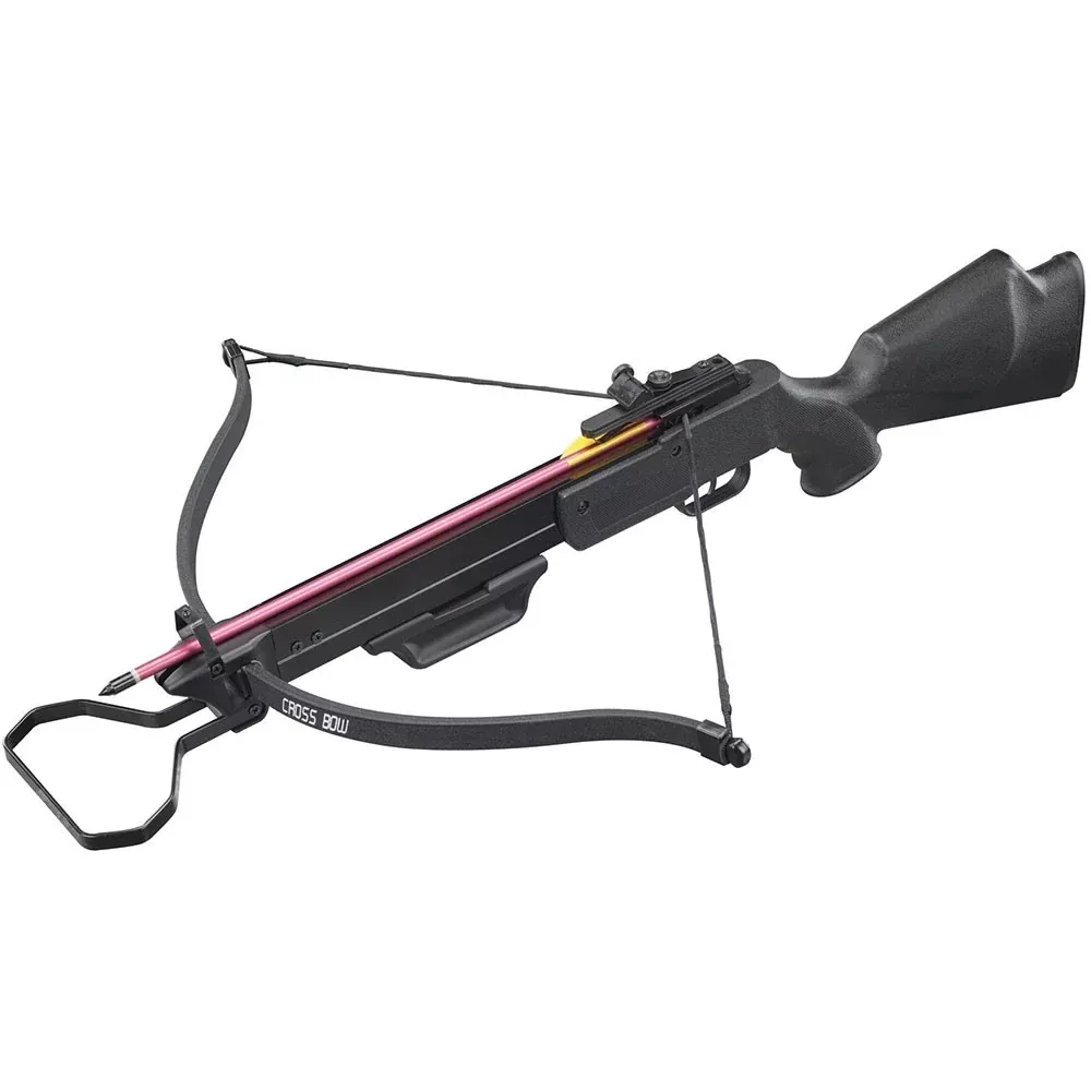 130 lbs Black Hunting Crossbow Package w/ Scope, Arrows, and Target – Open Box