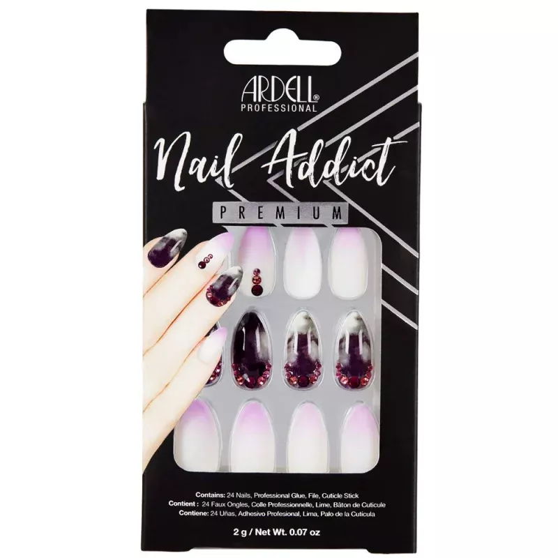 Ardell Nail Addict Premium Artificial Nail Set, Marble Purple Ombre