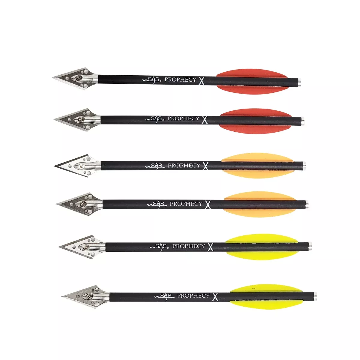 SAS Prophecy X Pistol Carbon Crossbow Bolts with Broadhead – 6/Pack